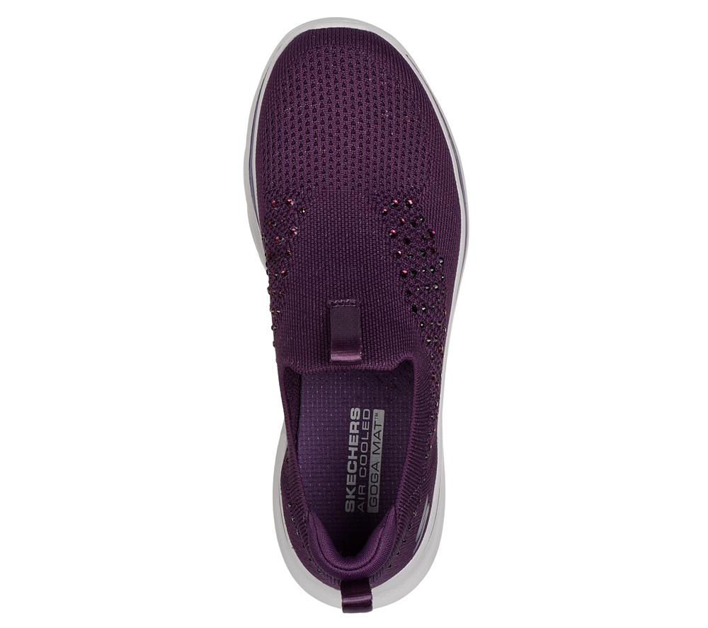 Women Skechers GO WALK 7 - Blink Slip On Shoes Plum Purple  USA |  9503-OULKF
