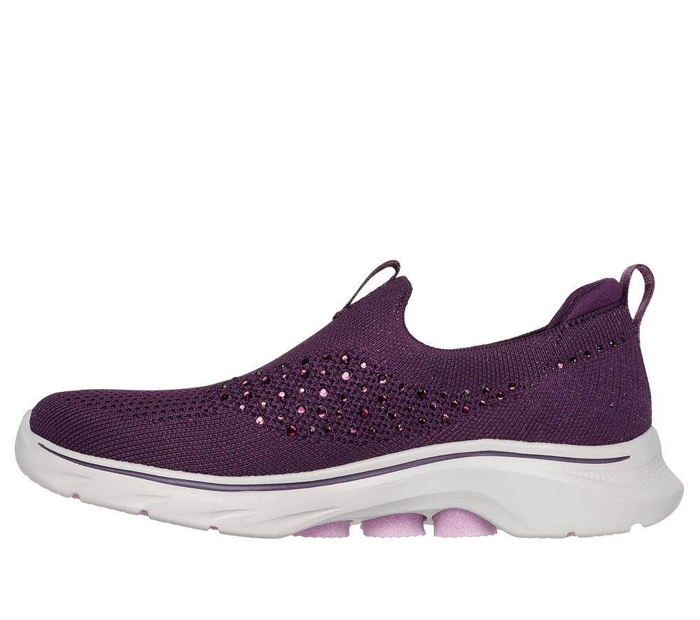 Women Skechers GO WALK 7 - Blink Slip On Shoes Plum Purple  USA |  9503-OULKF