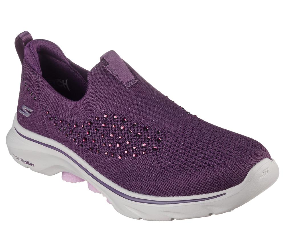 Women Skechers GO WALK 7 - Blink Sneakers Plum Purple  USA |  6793-RTFWQ