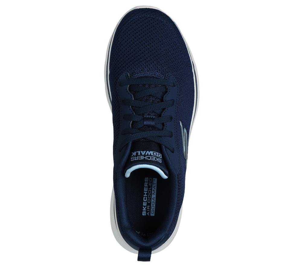 Women Skechers GO WALK 7 - Clear Path Lace Up Shoes Navy / Light Blue  USA |  4867-SJVNL