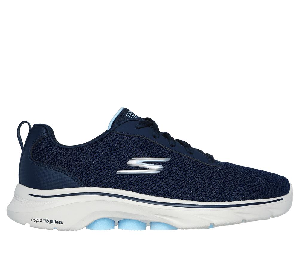Women Skechers GO WALK 7 - Clear Path Lace Up Shoes Navy / Light Blue  USA |  4867-SJVNL