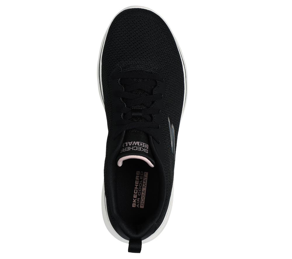 Women Skechers GO WALK 7 - Clear Path Lace Up Shoes Black / Pink  USA |  6035-GQCED