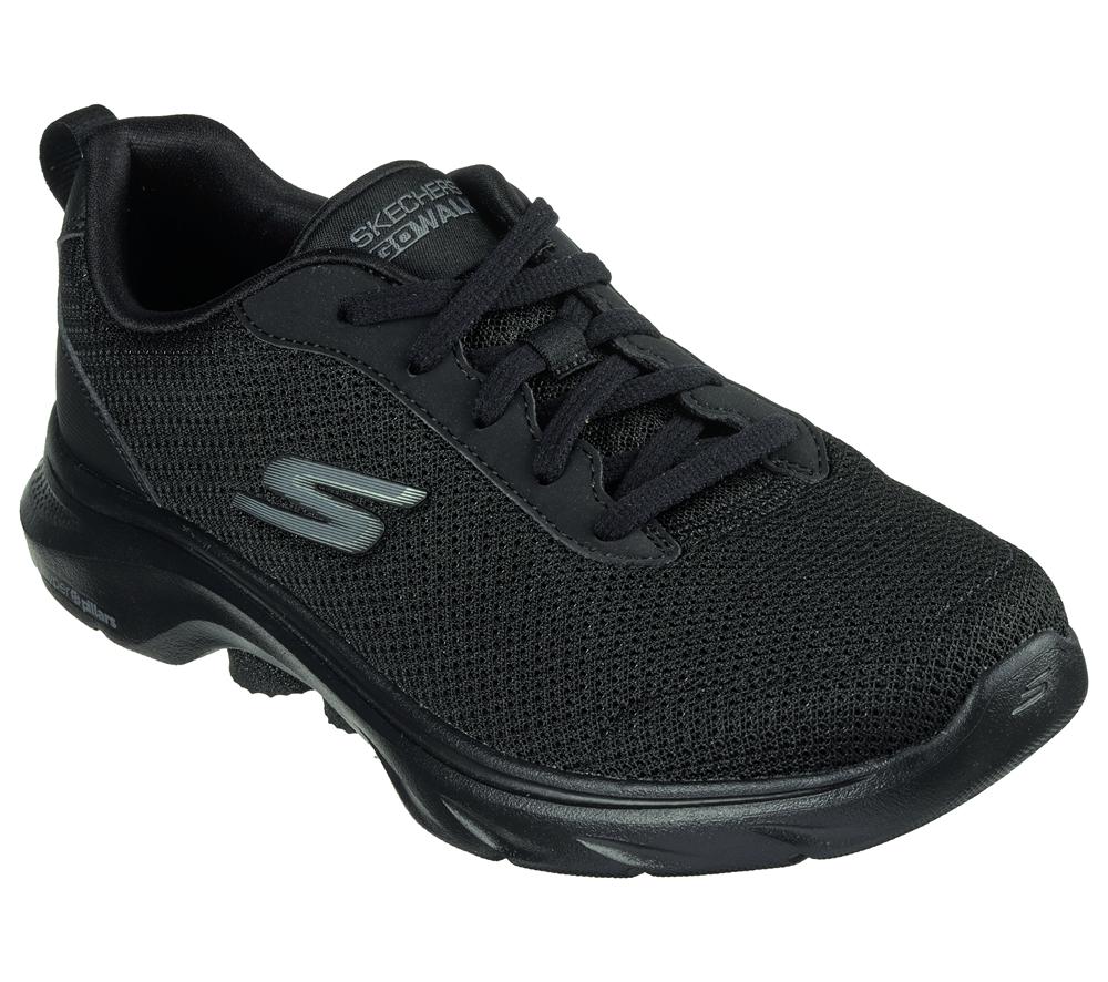 Women Skechers GO WALK 7 - Clear Path Lace Up Shoes Black  USA |  9126-FRHLY