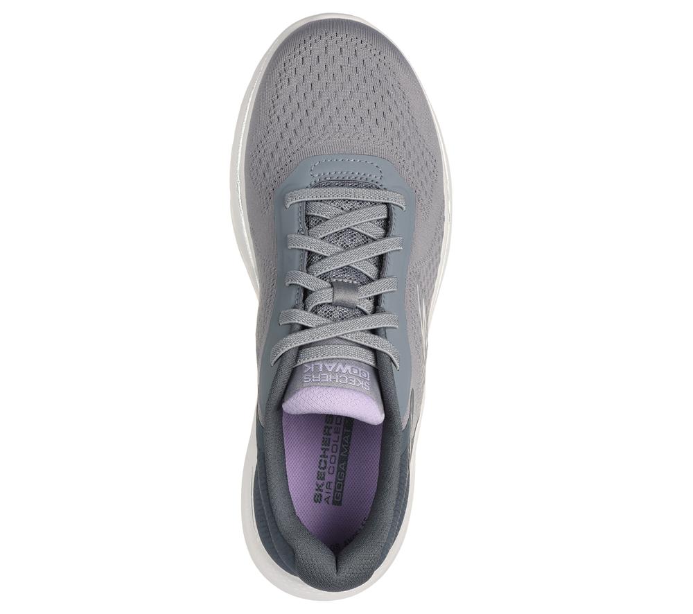 Women Skechers GO WALK 7 - Cosmic Waves Slip On Shoes Grey / Lavender  USA |  2650-LRVZC