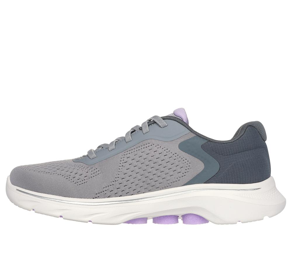 Women Skechers GO WALK 7 - Cosmic Waves Slip On Shoes Grey / Lavender  USA |  2650-LRVZC