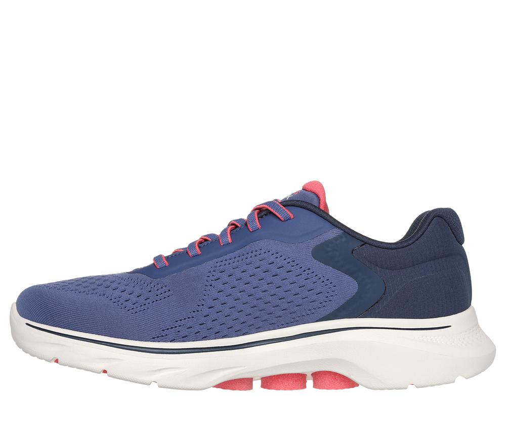 Women Skechers GO WALK 7 - Cosmic Waves Sneakers Navy / Coral  USA |  0192-OTDEK