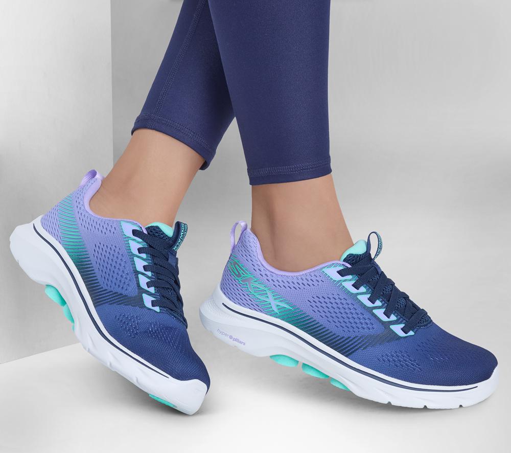 Women Skechers GO WALK 7 - Hailey Slip On Shoes Navy / Multicolor  USA |  4056-BTNDE