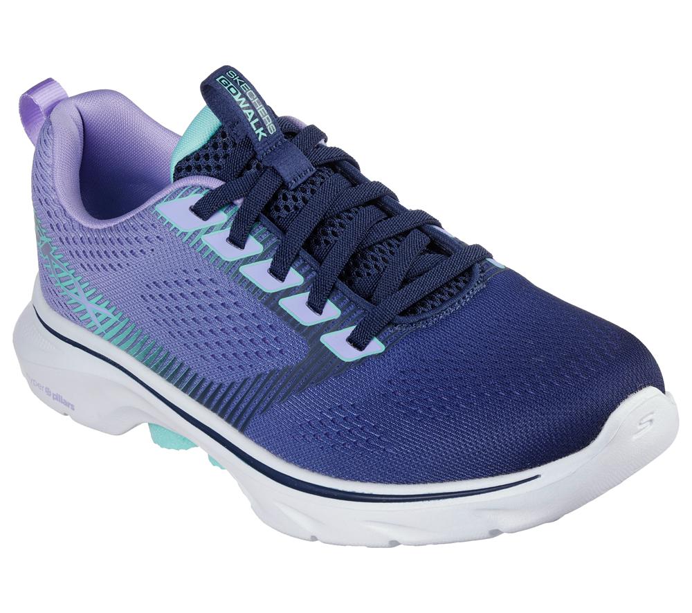 Women Skechers GO WALK 7 - Hailey Slip On Shoes Navy / Multicolor  USA |  4056-BTNDE