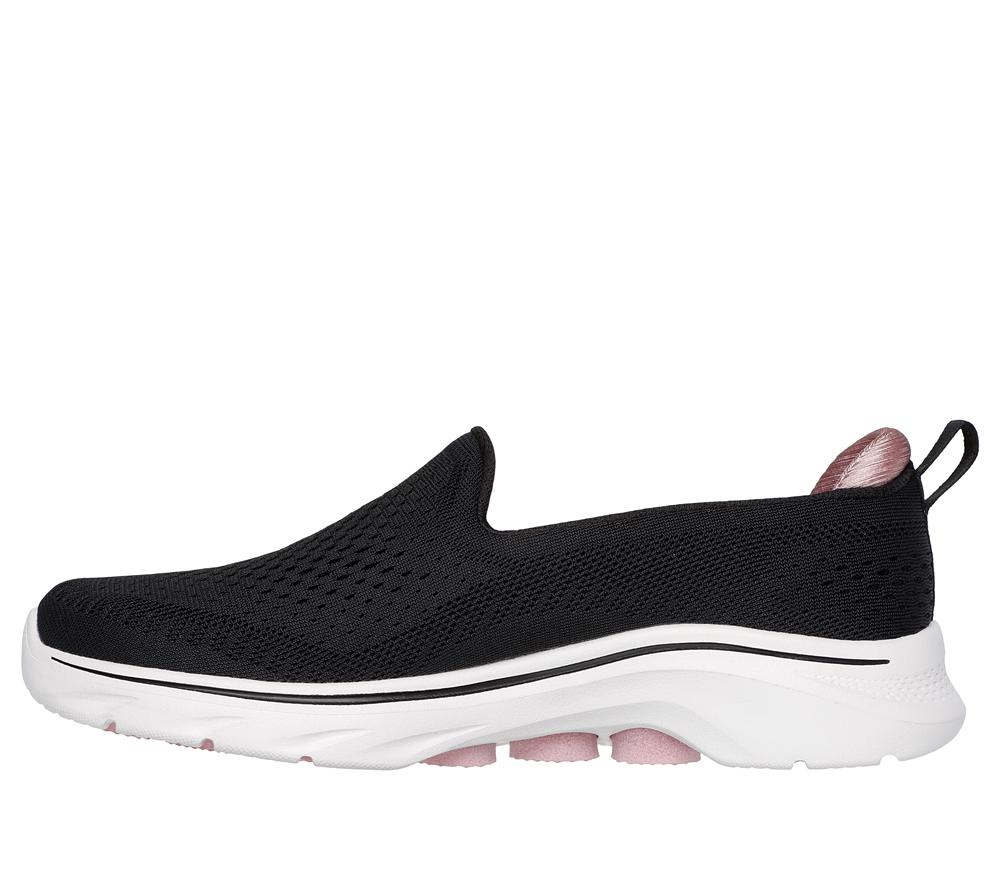 Women Skechers GO WALK 7 - Vina Sneakers Black / Pink  USA |  5379-XYPFD