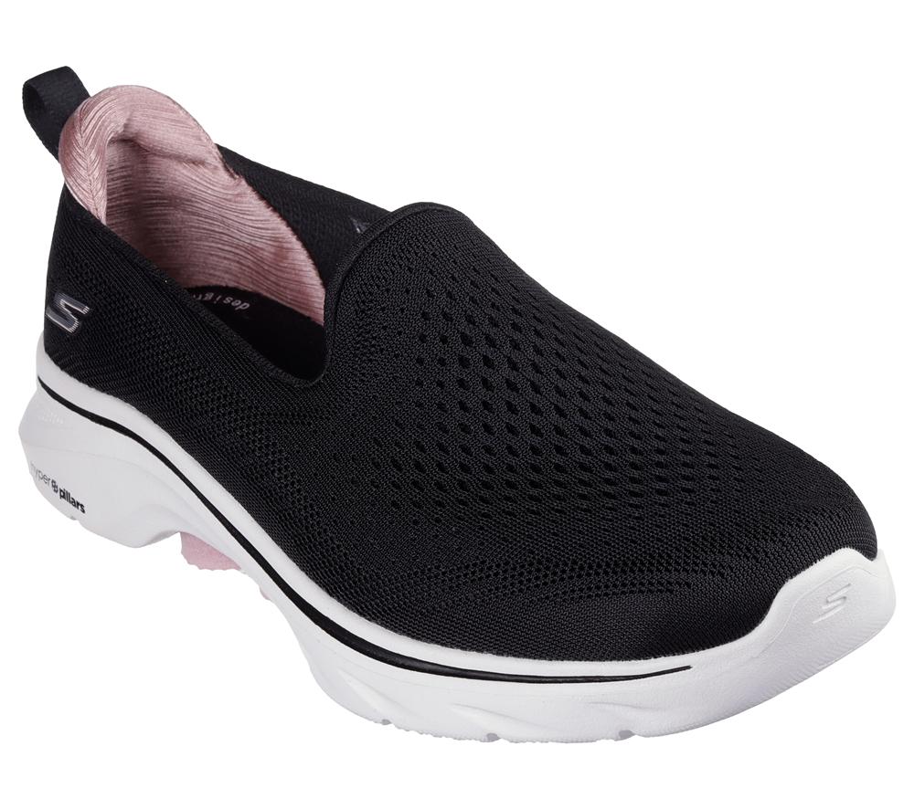 Women Skechers GO WALK 7 - Vina Sneakers Black / Pink  USA |  5379-XYPFD