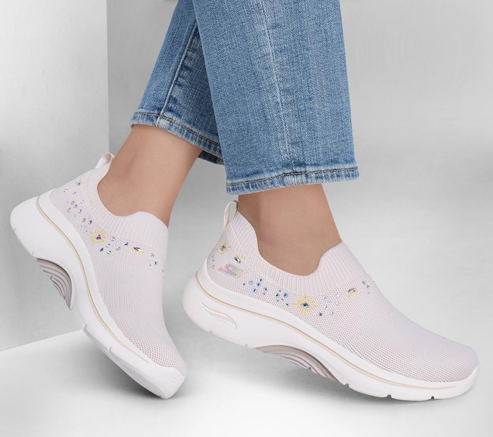 Women Skechers GO WALK Arch Fit 2.0 - Ayla Slip On Shoes Natural White  USA |  0534-BSUWY