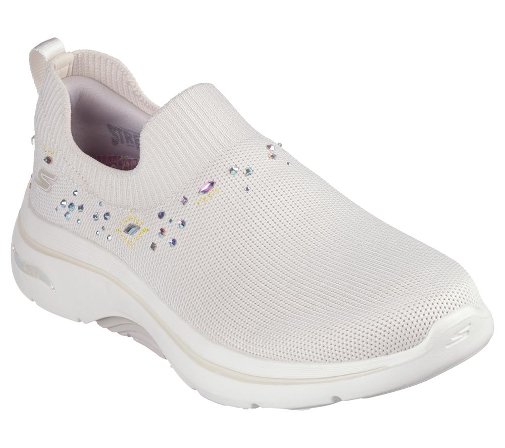 Women Skechers GO WALK Arch Fit 2.0 - Ayla Slip On Shoes Natural White  USA |  0534-BSUWY