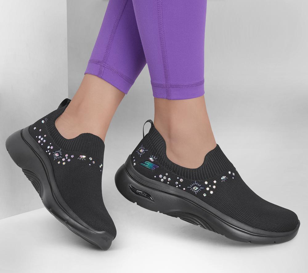 Women Skechers GO WALK Arch Fit 2.0 - Ayla Slip On Shoes Black  USA |  2147-UQBWA
