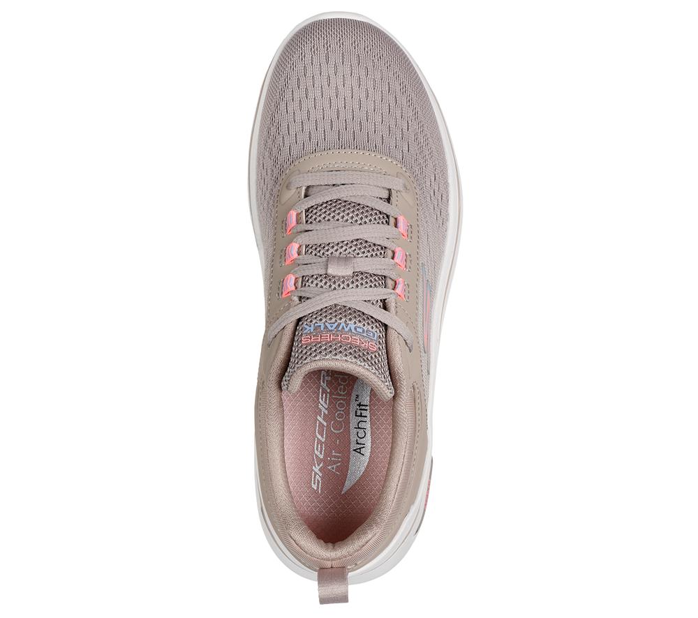 Women Skechers GO WALK Arch Fit 2.0 - Balin Lace Up Shoes Taupe / Multicolor  USA |  3659-LVPTX