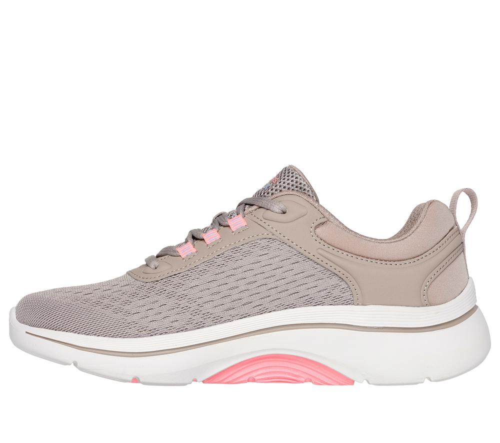 Women Skechers GO WALK Arch Fit 2.0 - Balin Lace Up Shoes Taupe / Multicolor  USA |  3659-LVPTX