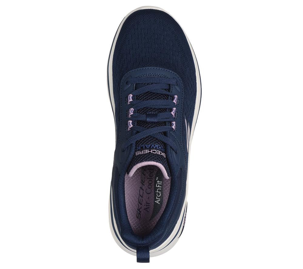 Women Skechers GO WALK Arch Fit 2.0 - Balin Lace Up Shoes Navy / Lavender  USA |  5081-JWRIV