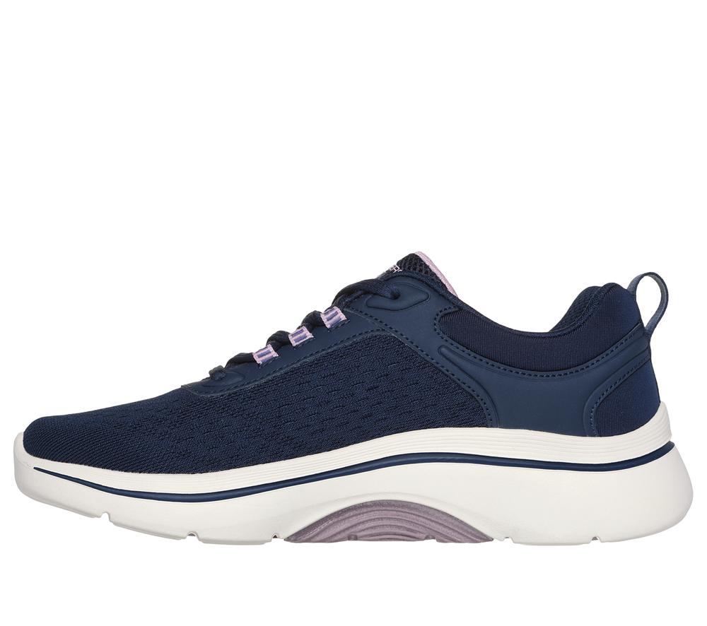 Women Skechers GO WALK Arch Fit 2.0 - Balin Lace Up Shoes Navy / Lavender  USA |  5081-JWRIV