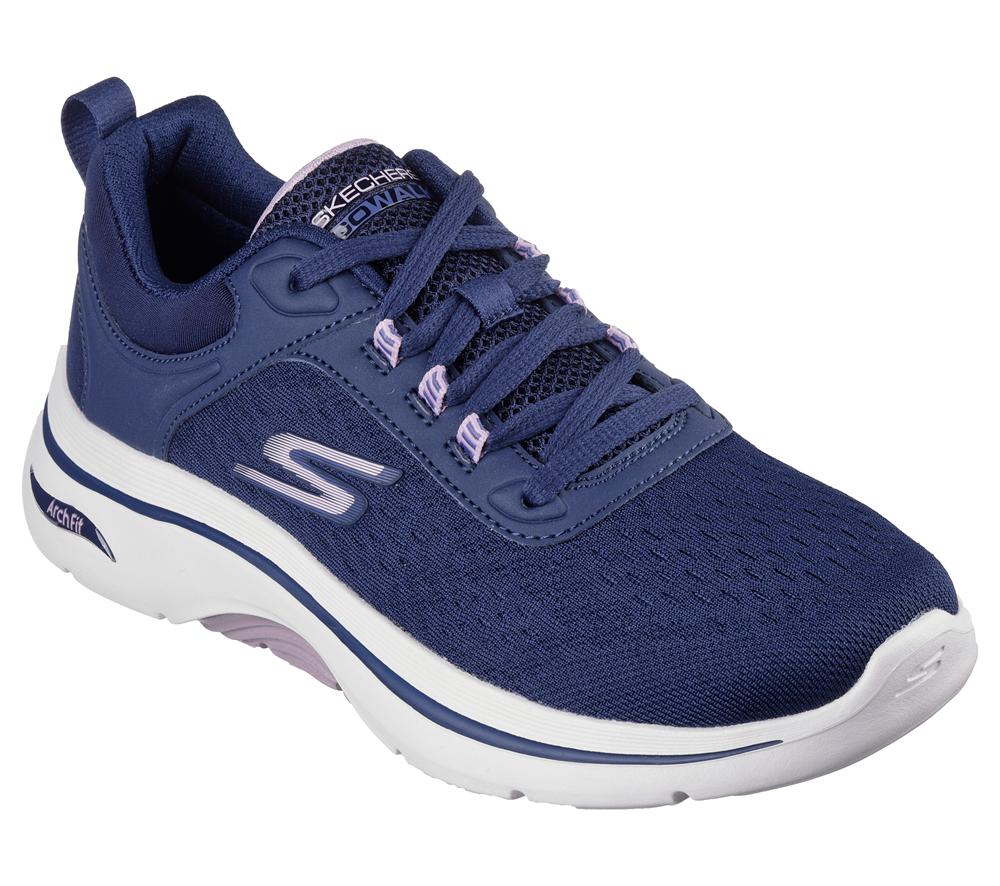 Women Skechers GO WALK Arch Fit 2.0 - Balin Lace Up Shoes Navy / Lavender  USA |  5081-JWRIV