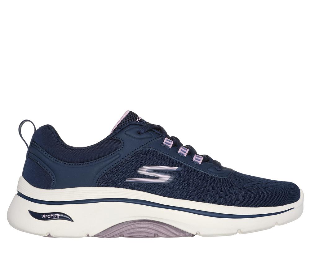 Women Skechers GO WALK Arch Fit 2.0 - Balin Lace Up Shoes Navy / Lavender  USA |  5081-JWRIV