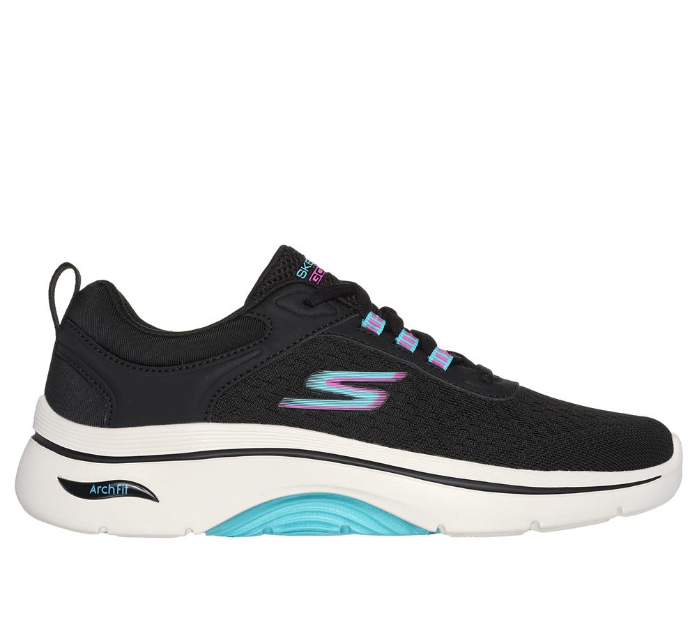 Women Skechers GO WALK Arch Fit 2.0 - Balin Lace Up Shoes Black / Multicolor  USA |  5470-HYVCF