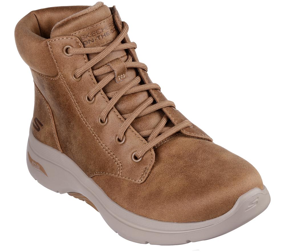 Women Skechers GO WALK Arch Fit 2.0 - Mountain View Boots Chestnut Brown  USA |  7103-UNWOF