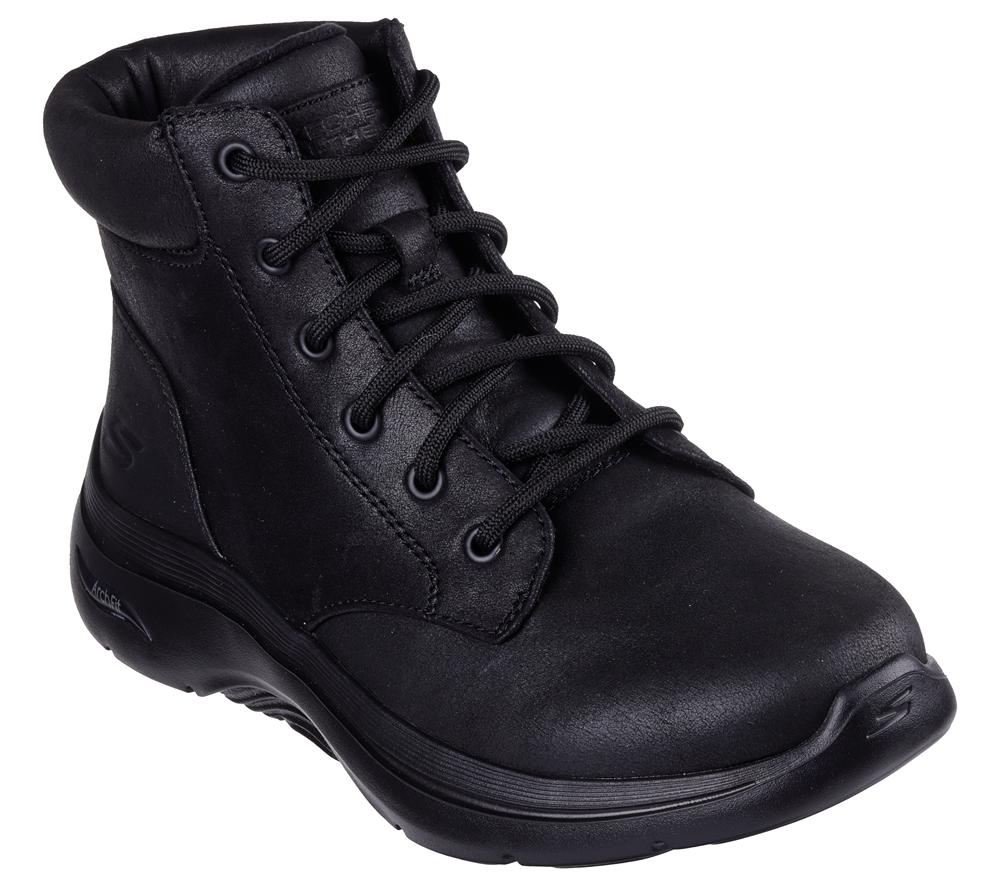 Women Skechers GO WALK Arch Fit 2.0 - Mountain View Boots Black  USA |  7452-KLXYI