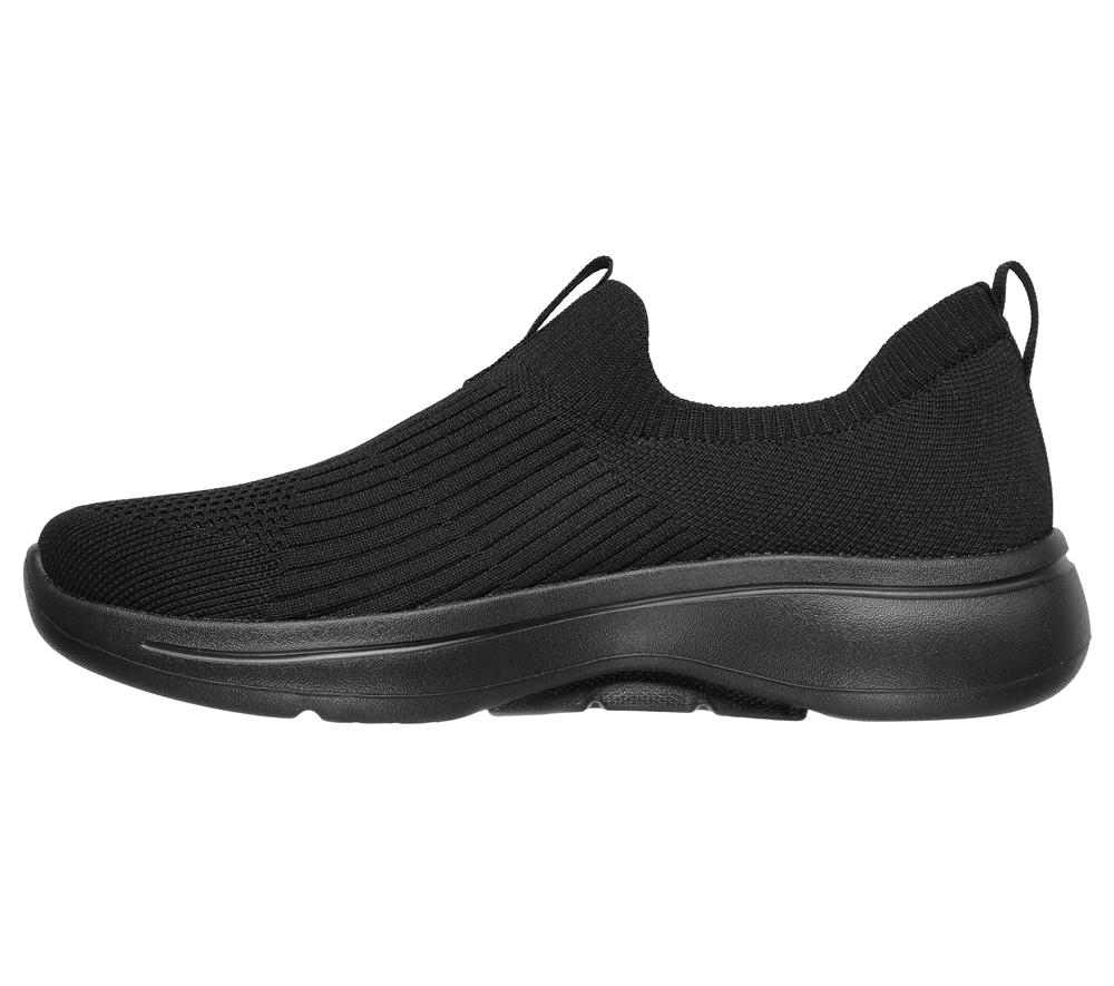 Women Skechers GO WALK Arch Fit - Iconic Slip On Shoes Black  USA |  0517-OMVHN