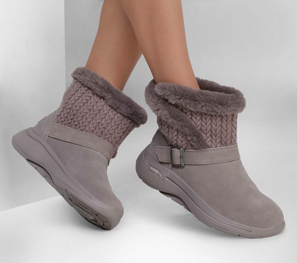 Women Skechers GO WALK Arch Fit - True Embrace Boots Dark Taupe  USA |  5372-PQWHS