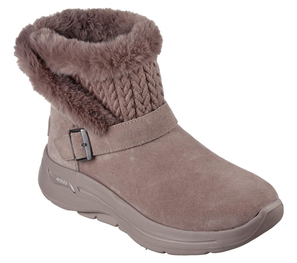 Women Skechers GO WALK Arch Fit - True Embrace Boots Dark Taupe  USA |  5372-PQWHS
