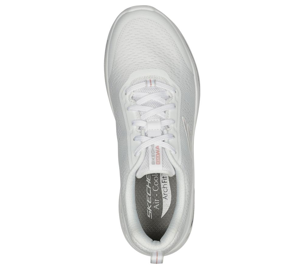 Women Skechers GO WALK Arch Fit - Uptown Summer Lace Up Shoes White / Light Pink  USA |  9735-VCHJU