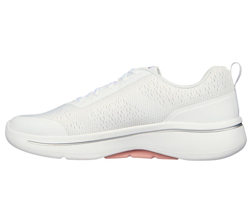 Women Skechers GO WALK Arch Fit - Uptown Summer Lace Up Shoes White / Light Pink  USA |  9735-VCHJU