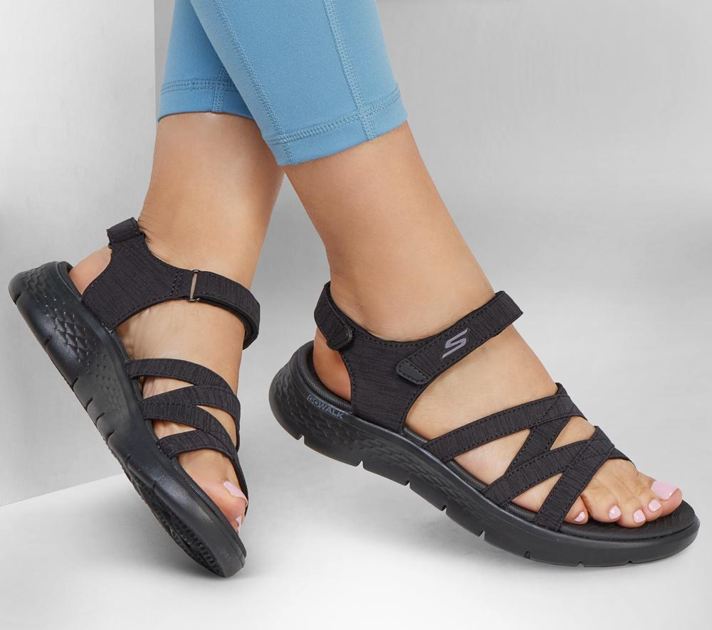 Women Skechers GO WALK FLEX Sandal - Sunshine Sandals Black  USA |  7145-TXSYE