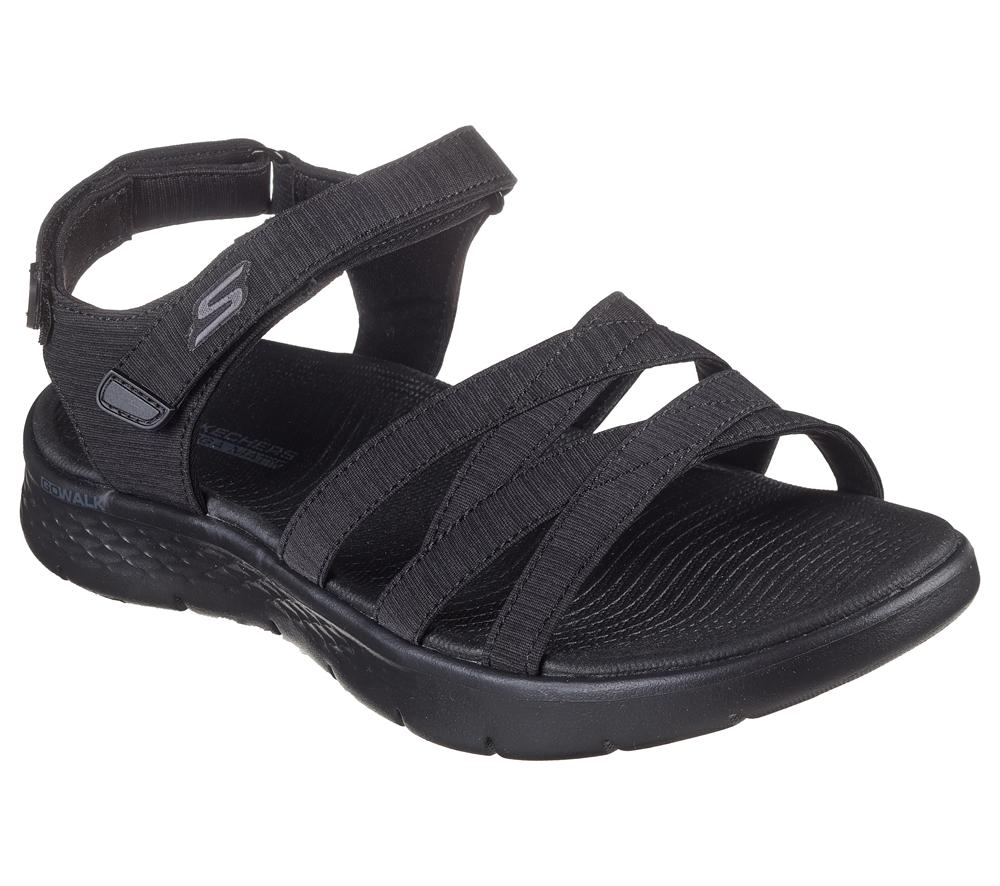 Women Skechers GO WALK FLEX Sandal - Sunshine Sandals Black  USA |  7145-TXSYE