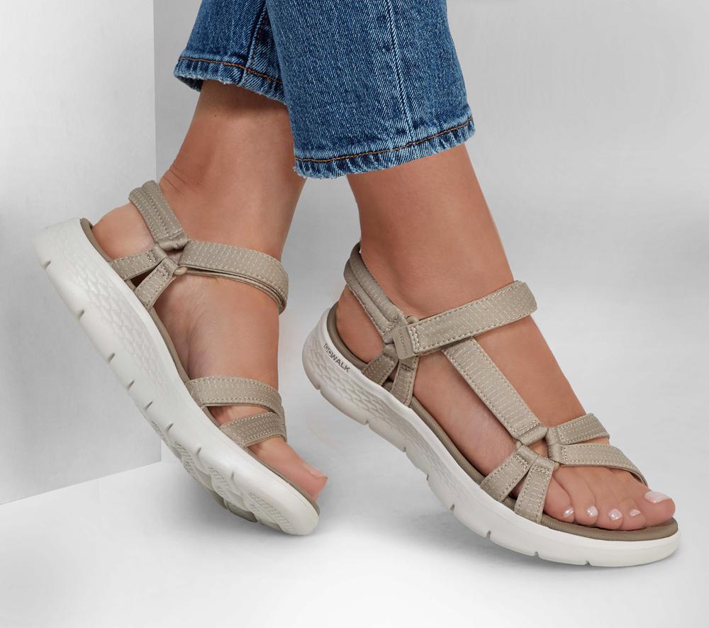 Women Skechers GO WALK Flex Sandal - Sublime Sandals Taupe Brown  USA |  2581-DBKHF