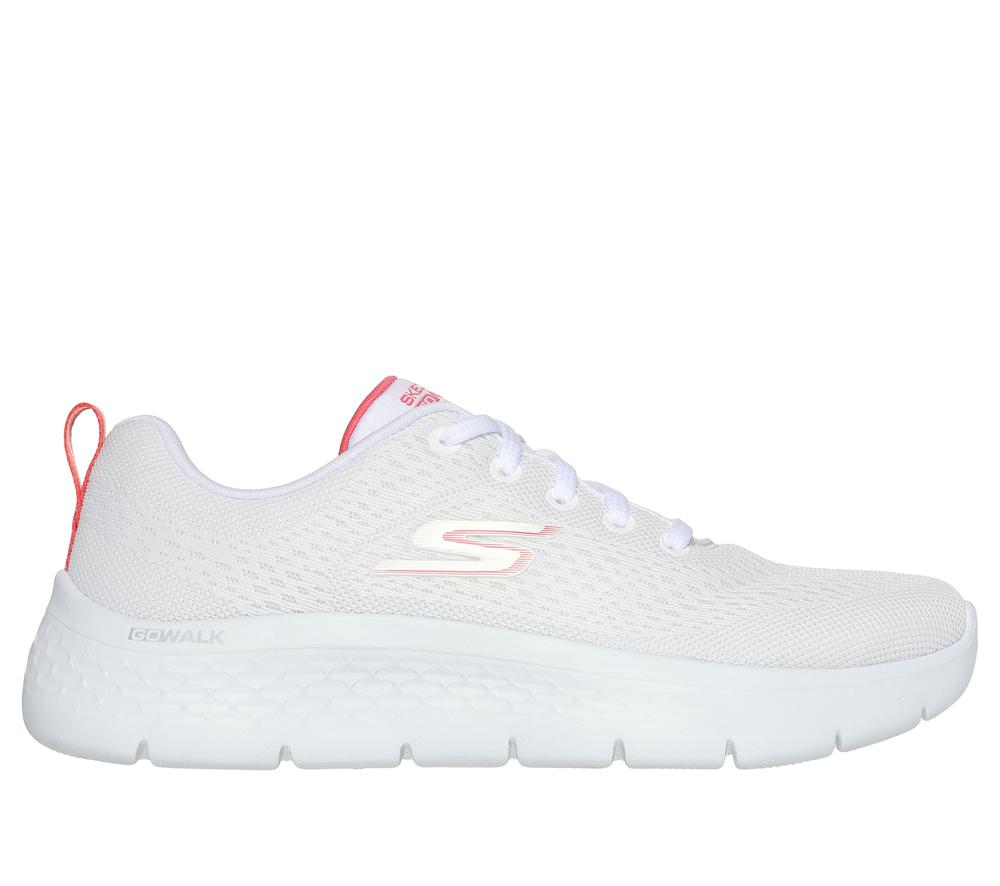 Women Skechers GO WALK Flex - Kali Lace Up Shoes White / Coral  USA |  3892-PQHJL