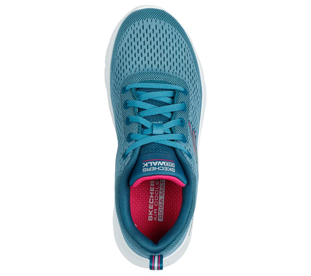 Women Skechers GO WALK Flex - Kali Lace Up Shoes Teal / Hot Pink  USA |  5698-VFBRU