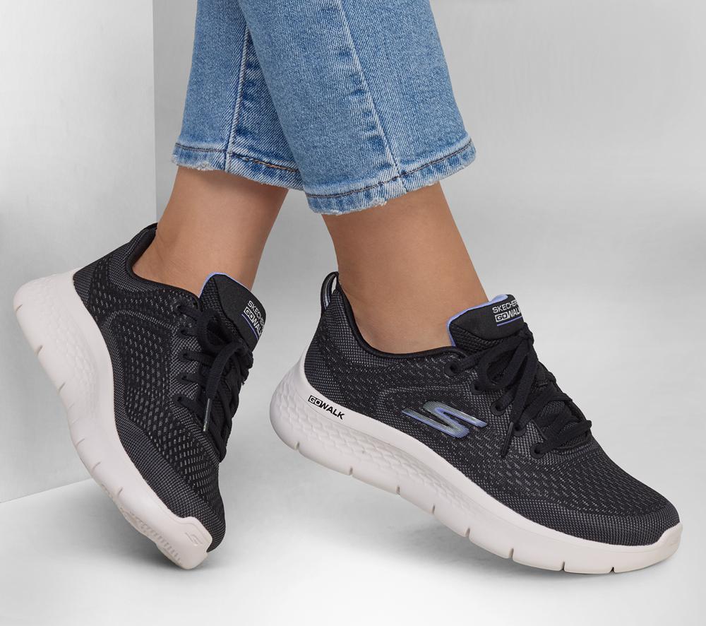 Women Skechers GO WALK Flex - Kali Sneakers Black / Lavender  USA |  7539-GPIZK