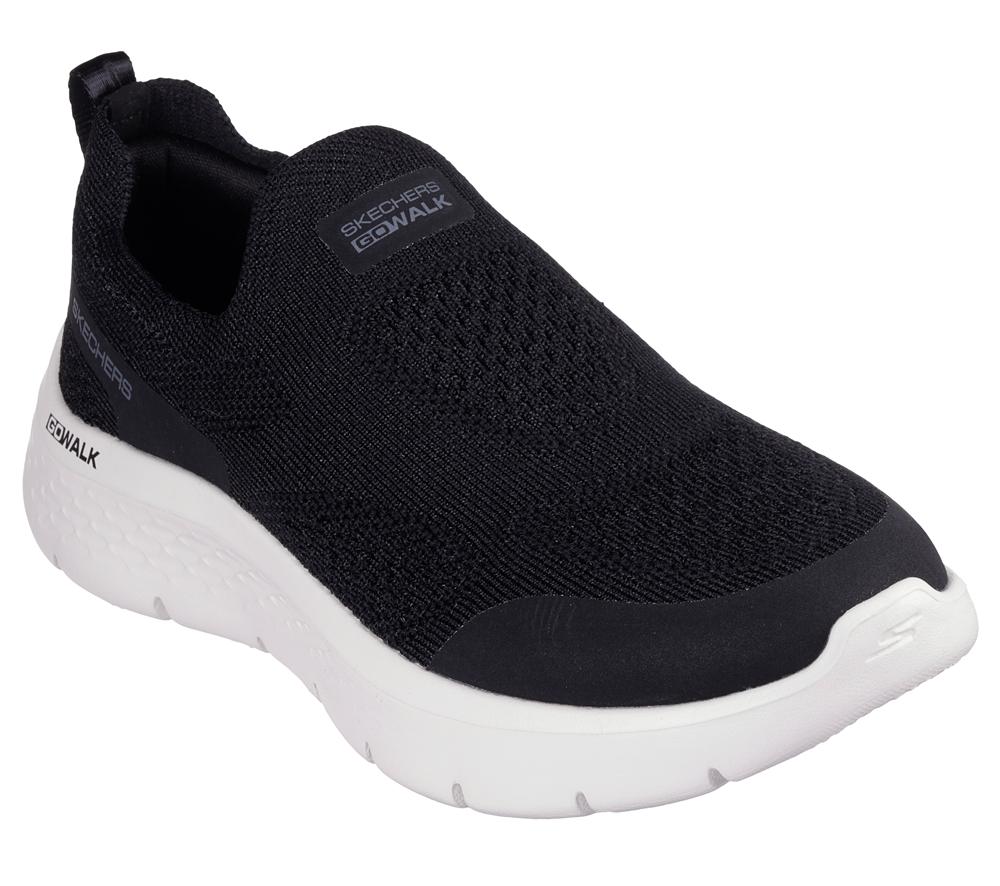 Women Skechers GO WALK Flex - Talli Slip On Shoes Black / White  USA |  0298-LORUH
