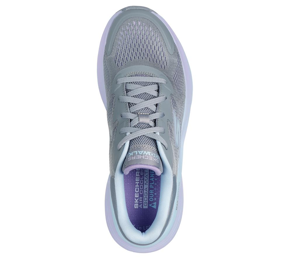 Women Skechers GO WALK MAX Walker - Vea Lace Up Shoes Grey / Aqua  USA |  4359-HBKRU