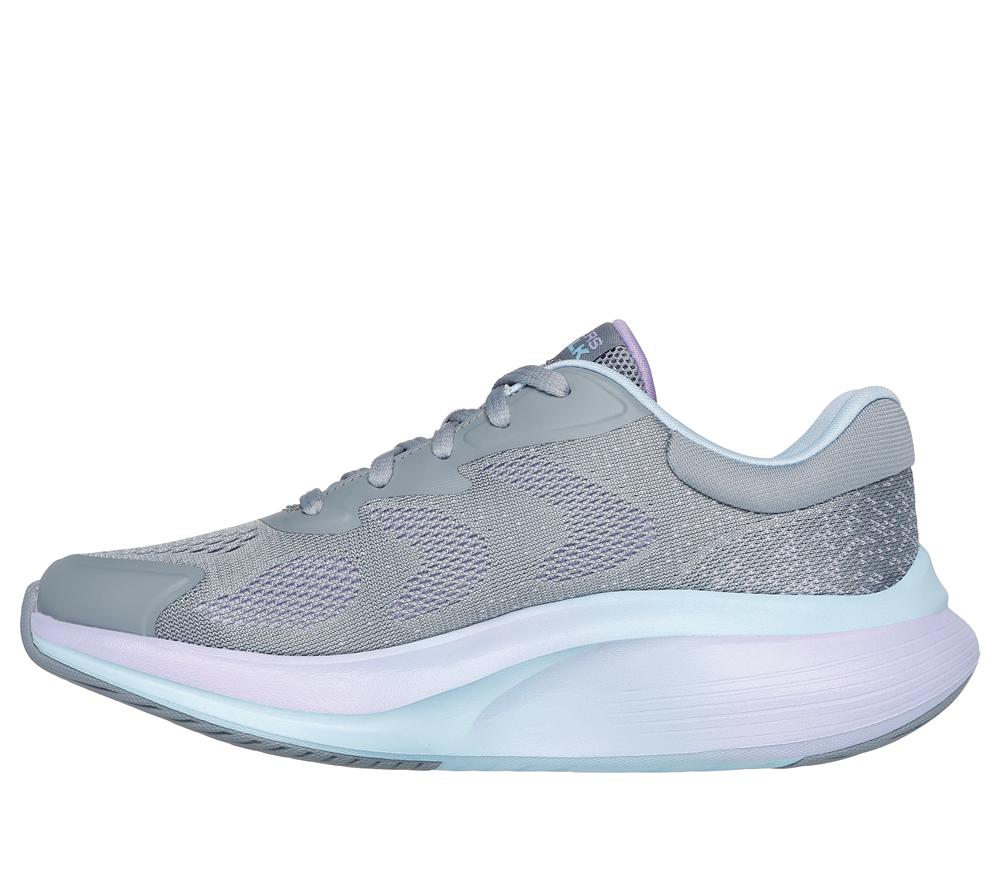 Women Skechers GO WALK MAX Walker - Vea Lace Up Shoes Grey / Aqua  USA |  4359-HBKRU
