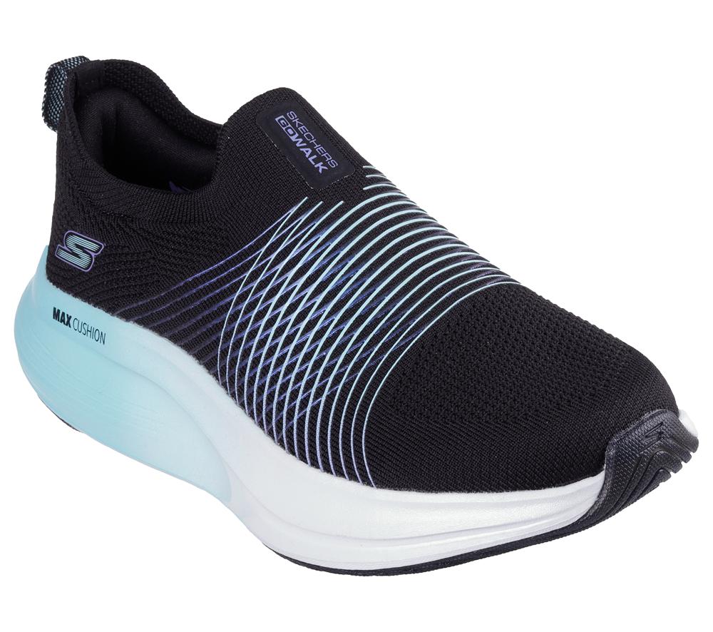 Women Skechers GO WALK Max Walker - Sally Slip On Shoes Black / Aqua  USA |  0519-RHKDS