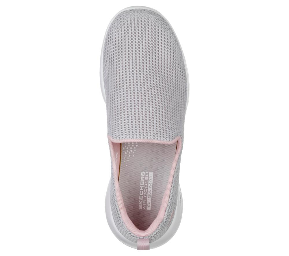 Women Skechers GOwalk Joy - Centerpiece Slip On Shoes Light Grey / Pink  USA |  1063-PLYKX