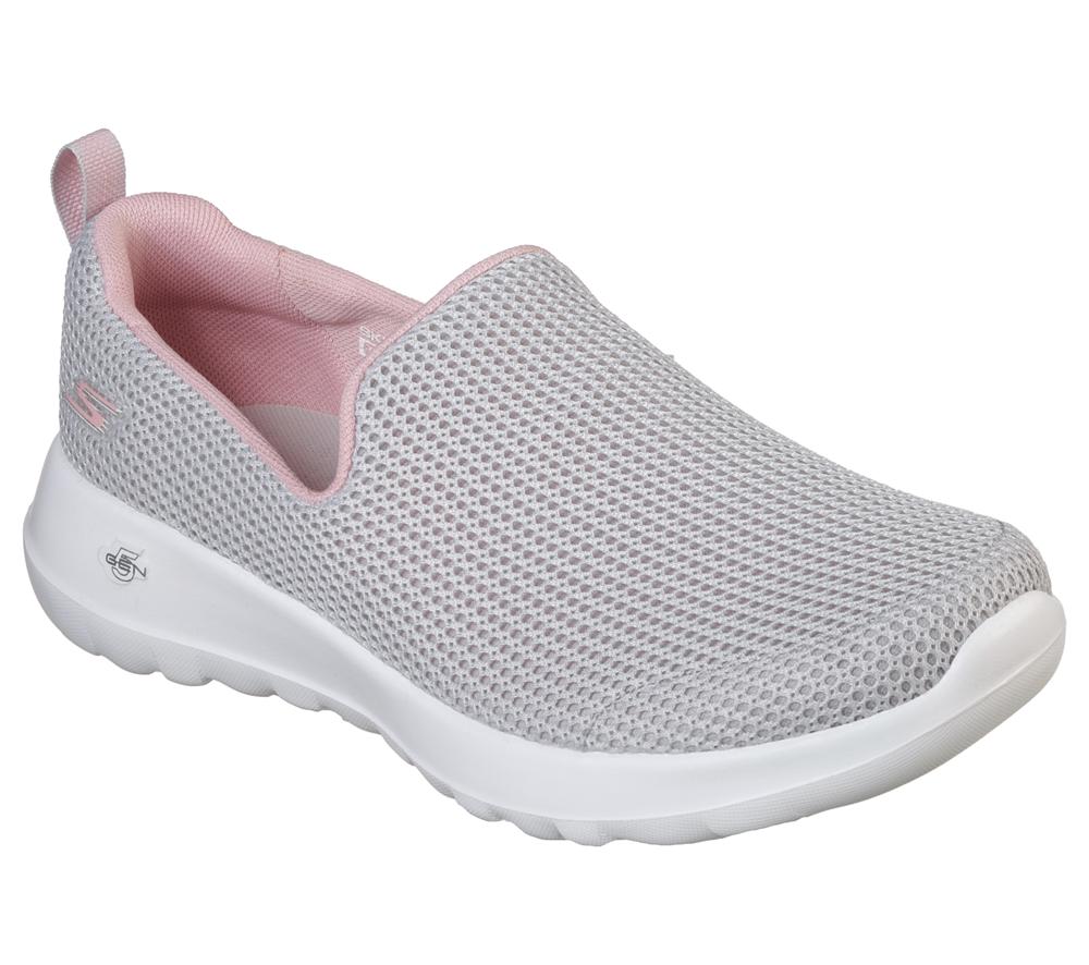 Women Skechers GOwalk Joy - Centerpiece Slip On Shoes Light Grey / Pink  USA |  1063-PLYKX
