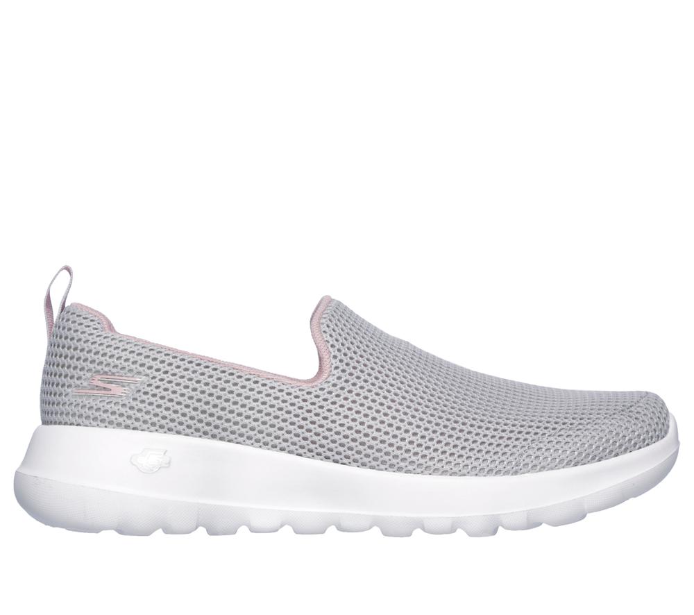 Women Skechers GOwalk Joy - Centerpiece Slip On Shoes Light Grey / Pink  USA |  1063-PLYKX