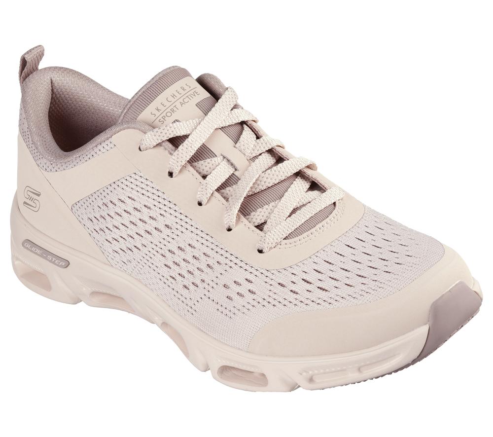 Women Skechers Glide-Step Gratify - Lume Lace Up Shoes Nude Natural Brown  USA |  2736-OBSQY