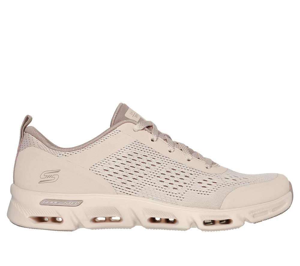 Women Skechers Glide-Step Gratify - Lume Lace Up Shoes Nude Natural Brown  USA |  2736-OBSQY