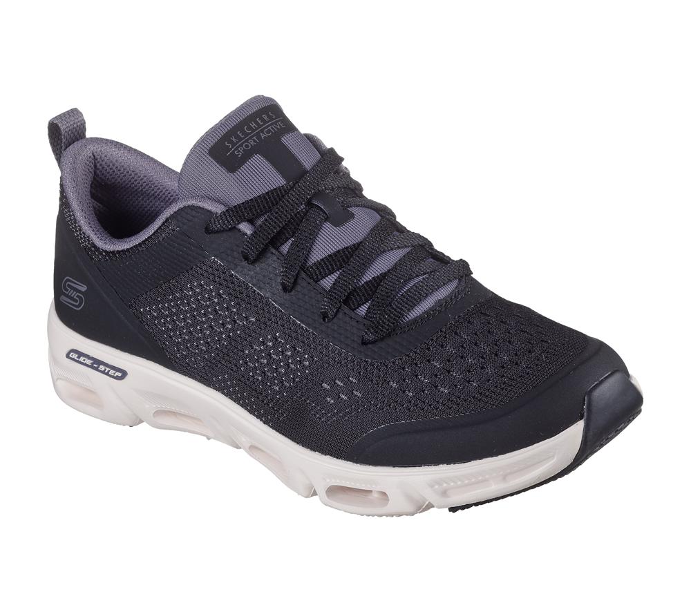 Women Skechers Glide-Step Gratify - Lume Lace Up Shoes Black / Natural  USA |  7436-HUSXW
