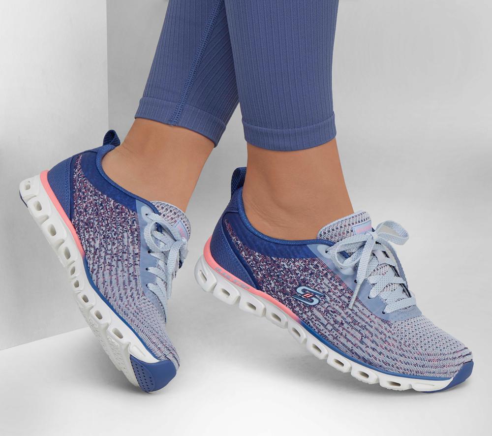 Women Skechers Glide-Step Sport - Head Start Lace Up Shoes Slate Light Navy Blue  USA |  4268-YBOVD