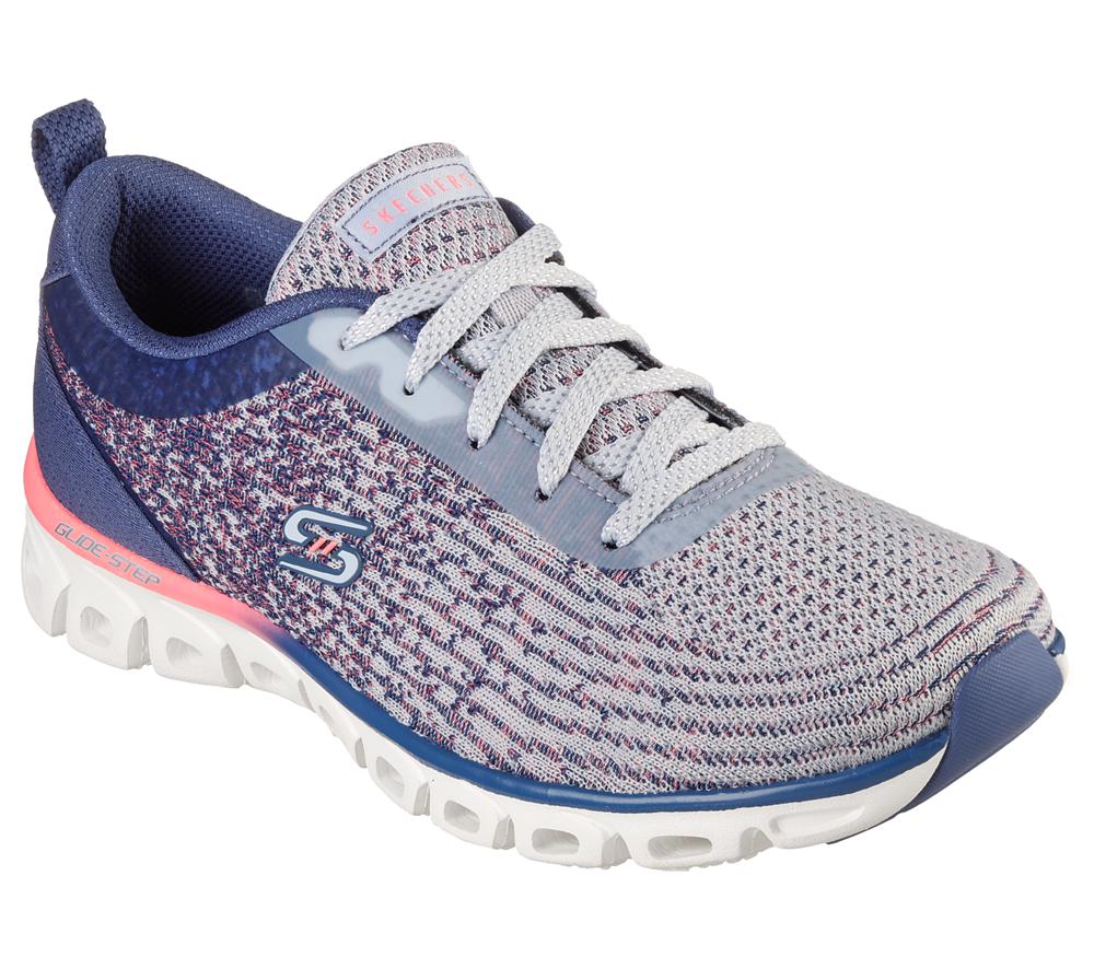 Women Skechers Glide-Step Sport - Head Start Lace Up Shoes Slate Light Navy Blue  USA |  4268-YBOVD