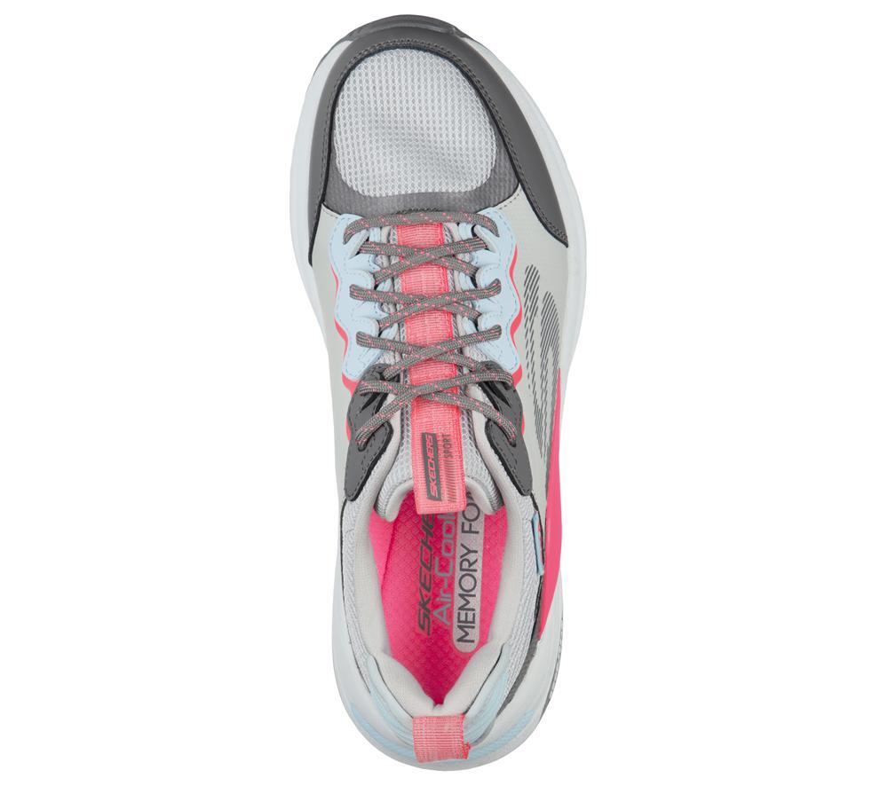 Women Skechers Global Jogger - Fresh Strike Slip On Shoes Grey / Pink  USA |  4350-QWNAD